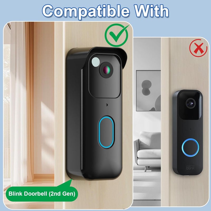 Pyfhy No-Drill Adhesive Doorbell Mount Compatible with Blink Doorbell (2nd Gen), Door Mounting Holder Bracket Accessories, Not Block Motion Sensor Anti-Theft Camera Mount for Home, Apartment, Office, School - Image 2